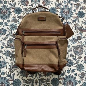 Renwick Canvas and Genuine Leather Business Backpack with Laptop Sleeve